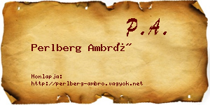Perlberg Ambró névjegykártya